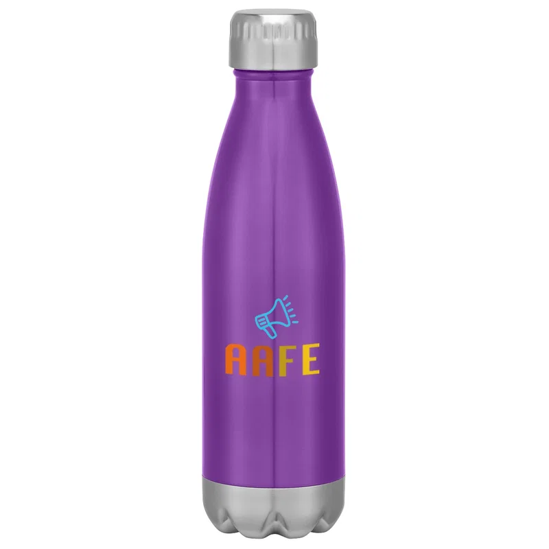 Reusable water bottle packed inside an open gym bag