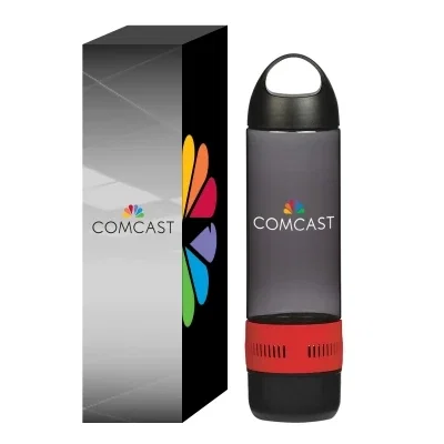 Sixteen ounce Tritan water bottle with a speaker in the base
