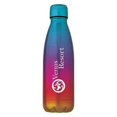 Sixteen-ounce stainless steel bottle in a rainbow finish