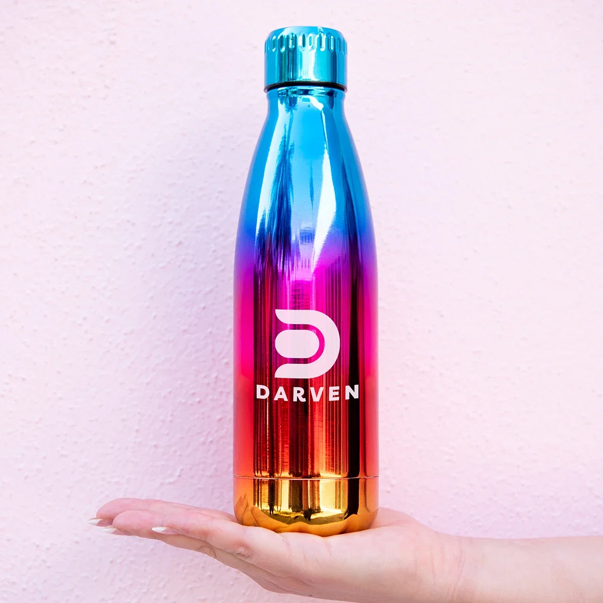 16 Oz. Verdi Stainless Steel Swiggy Bottle held in hand