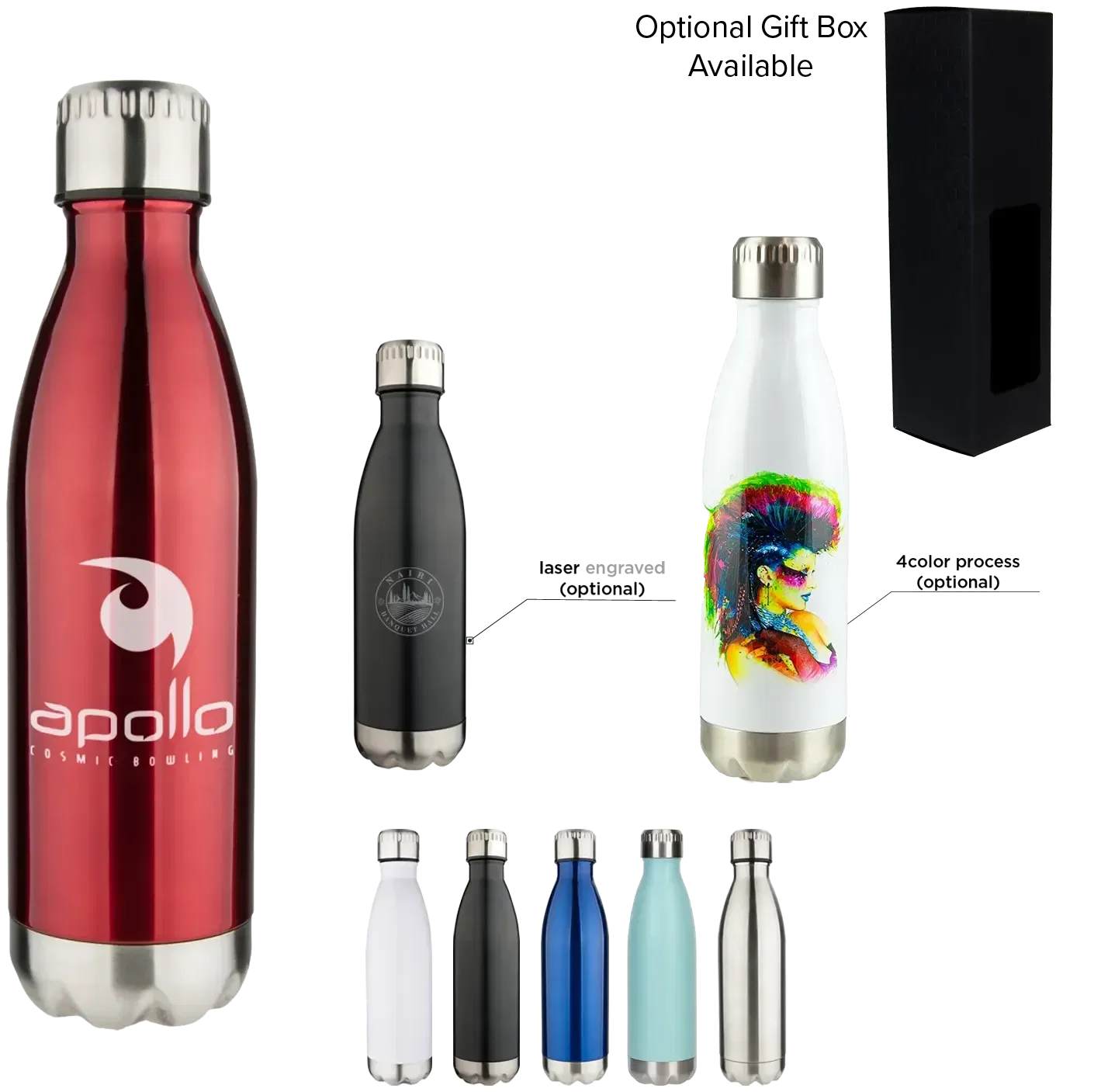 Personalized Double Wall Vacuum Water Bottle - 17oz — view 2