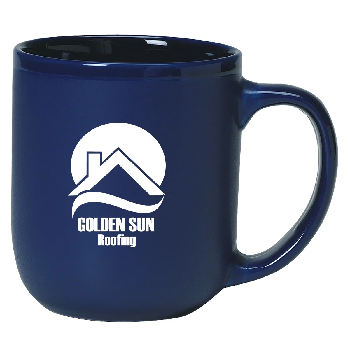 Seventeen ounce ceramic mug with a curved handle