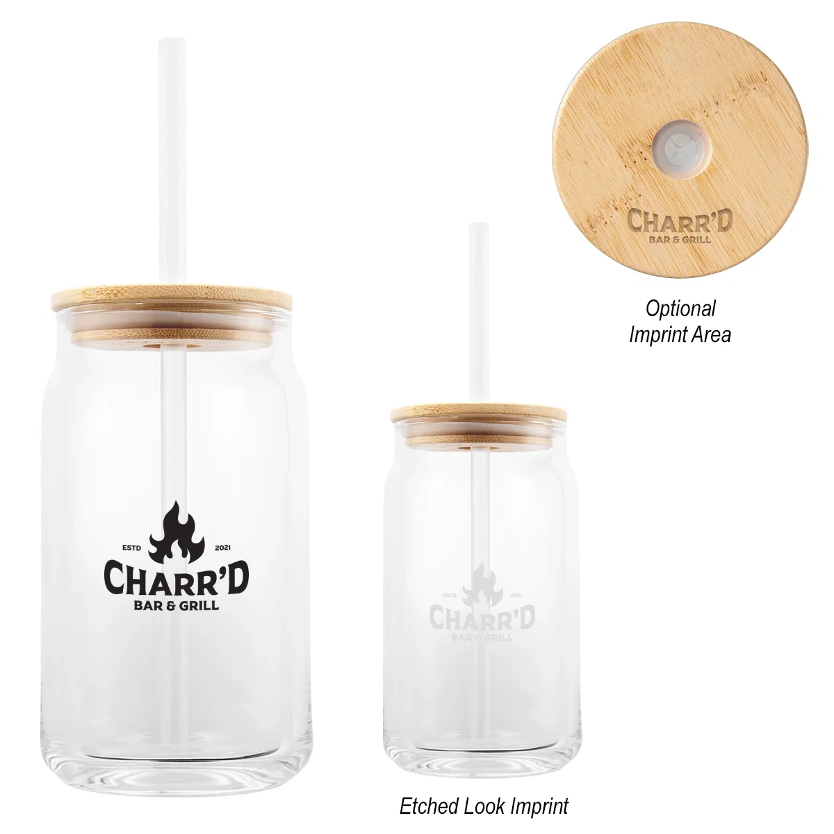 Clear glass can topped with a natural bamboo lid
