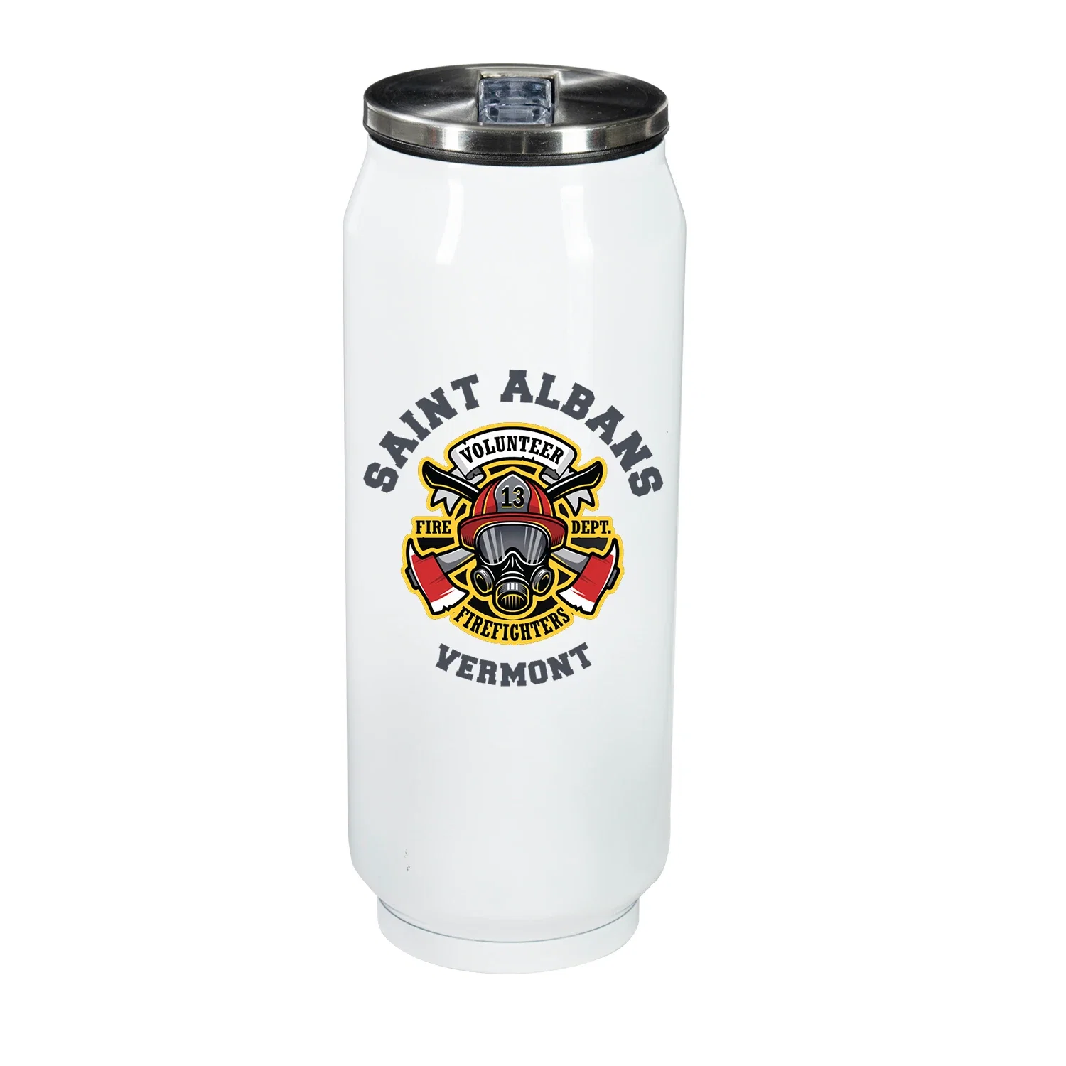 17 oz Vacuum Can with Straw — White — view 2