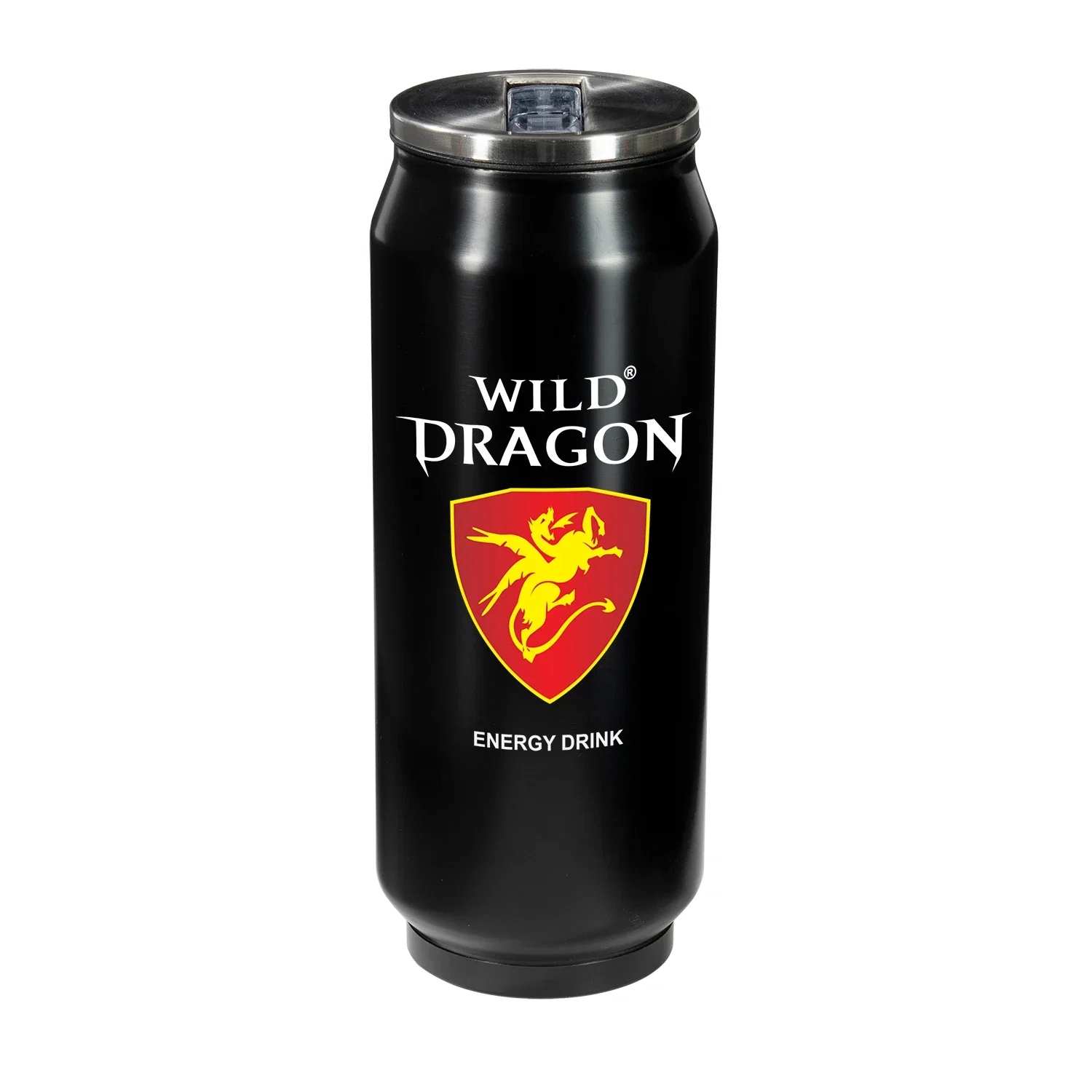17 oz Vacuum Can with Straw — Black — view 3