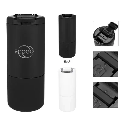 Lid removed and set beside the tall drink cup