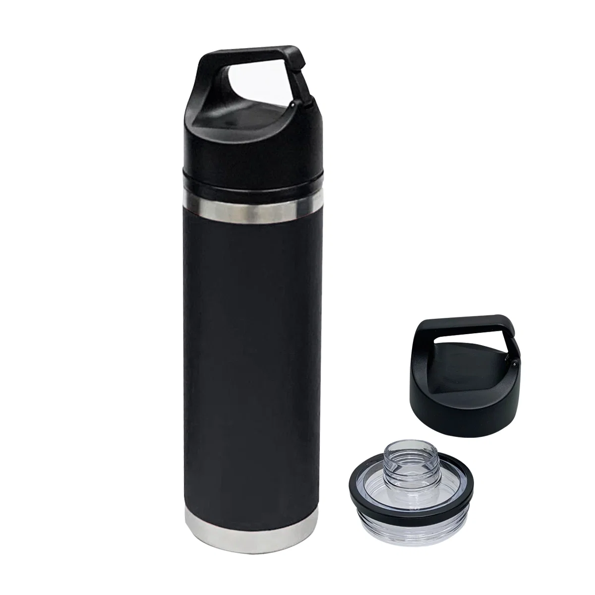 Black finish on the slim 18 ounce flask