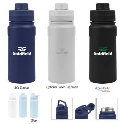 Eighteen ounce stainless steel bottle standing eight inches tall