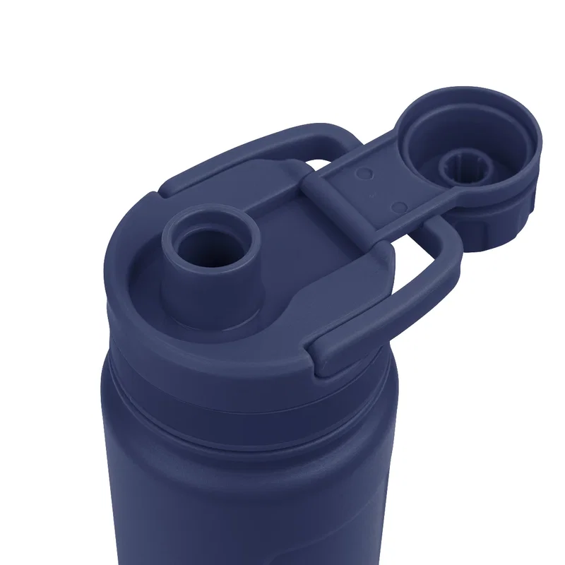 Reusable flask refilled at a water station