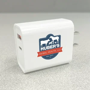 18 Watt Type-C USB Wall Adaptor, 1" x 1.69" x 2.5" ABS+PC Plastic, 1-Color Imprint