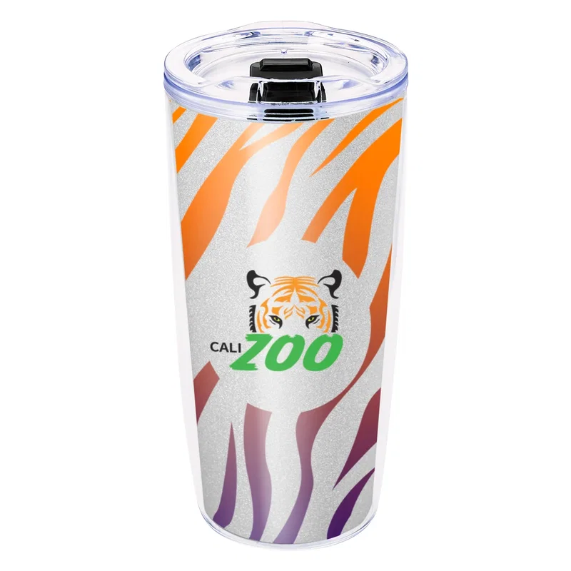 Slim recycled cup viewed from the side