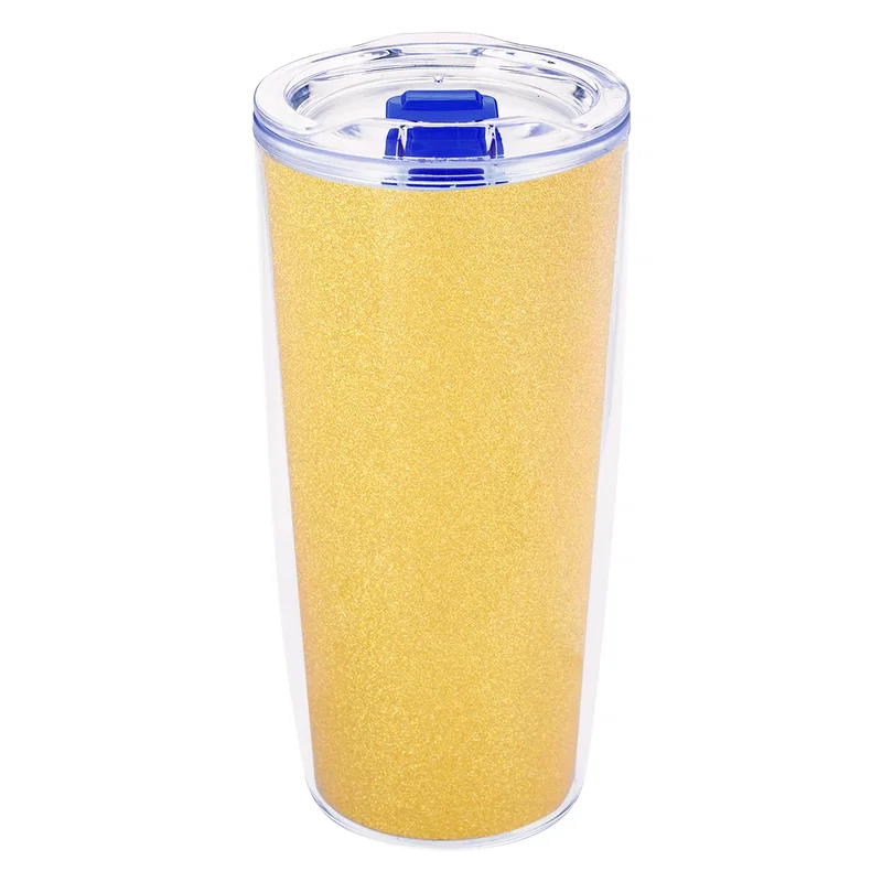 Colorful lid contrasting with the clear body
