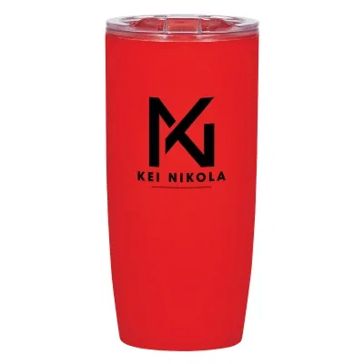 Recycled plastic tumbler fitted with a sliding lid closure