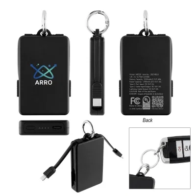 Keychain power bank with a two thousand milliamp battery