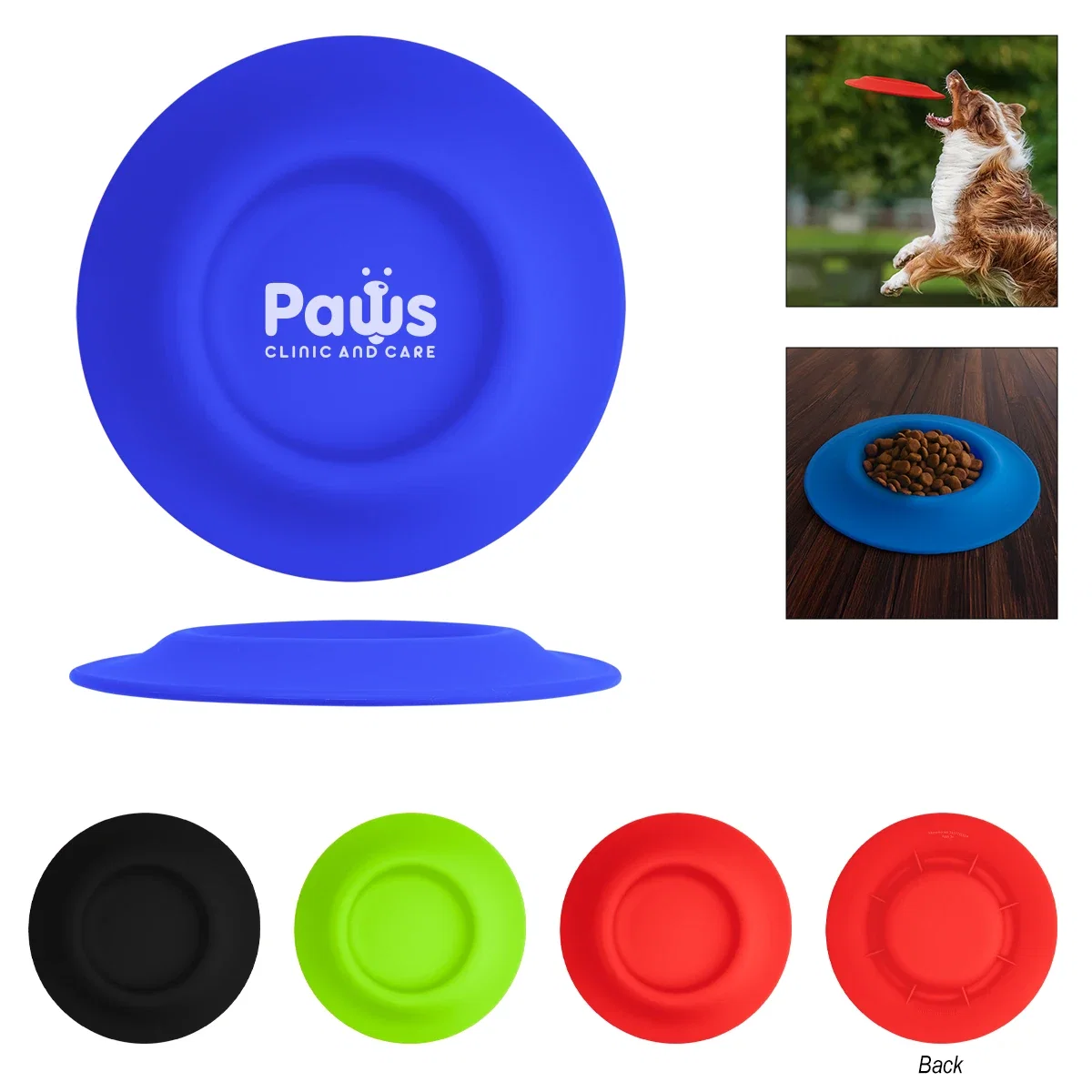 Two in one flying disc and travel bowl for dogs