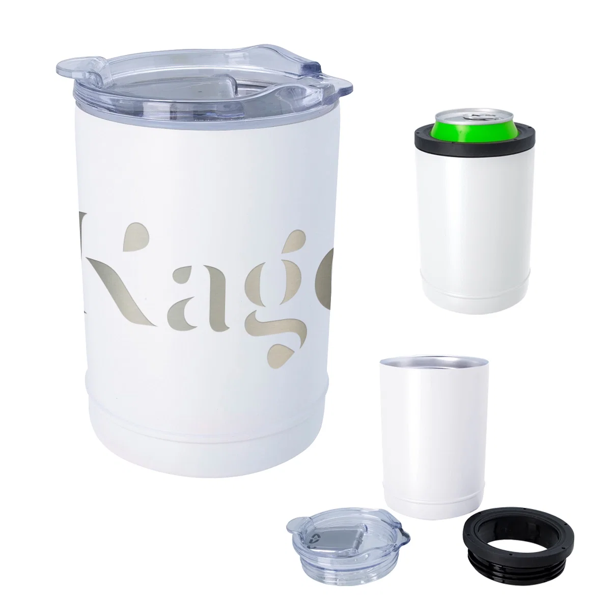 Two-in-one beverage holder and tumbler with a clear lid