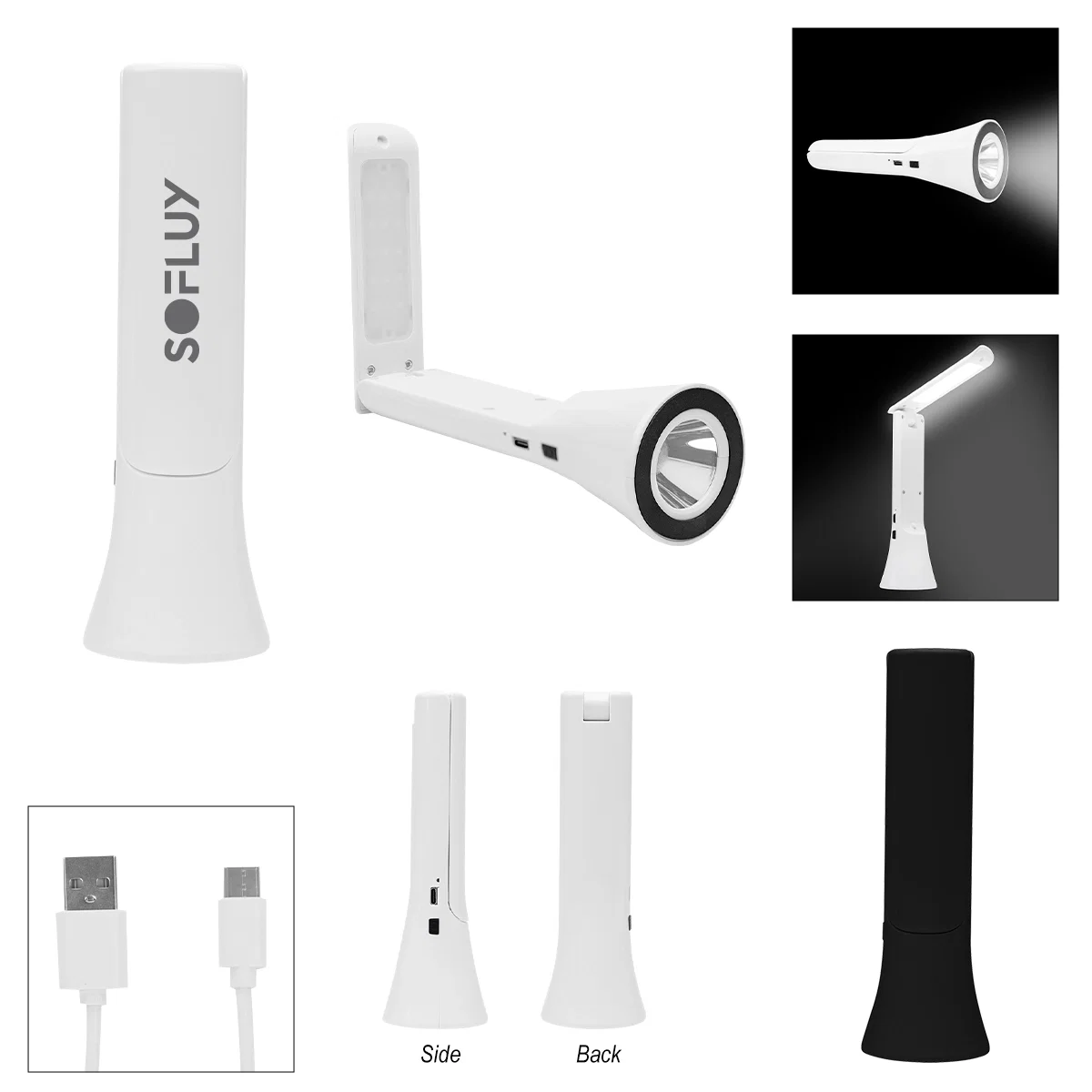 Rechargeable flashlight that converts into a standing lamp