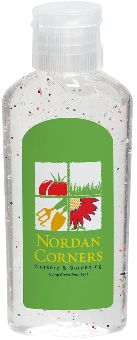 Branded promotional Moisture Bead hand sanitizer in 2 oz and 0.5 oz size options
