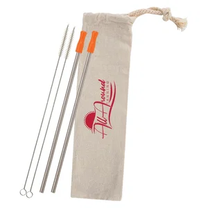 Stainless Straw Kit With Cotton Pouch — 4 Options