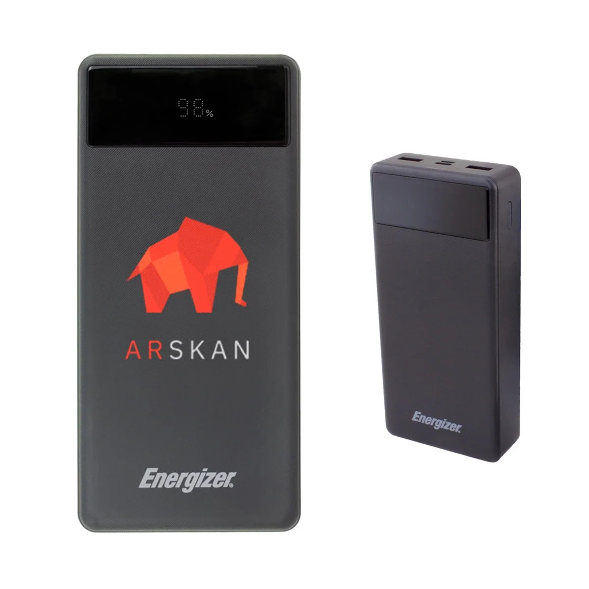 Rounded corners of the battery housing seen at an angle