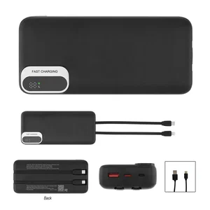 20,000 mAh rABS Power Bank With Built-In Cables