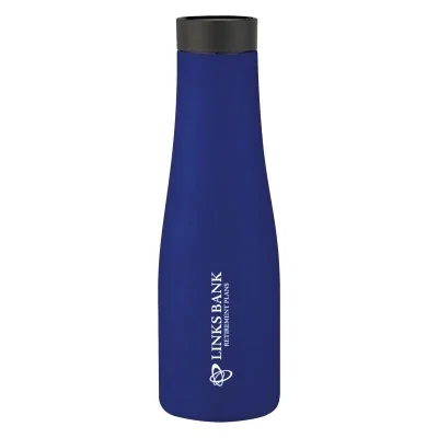 Twenty ounce stainless steel bottle in matte blue with black lid