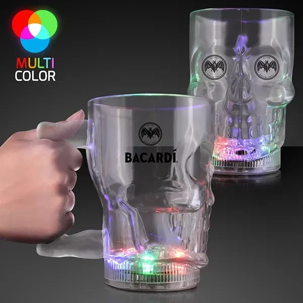 20 oz. Flashing LED Big Skull Mug held in hand