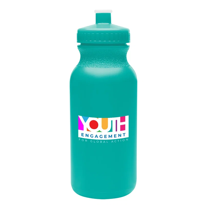 Sports bottle shown in a gym after training