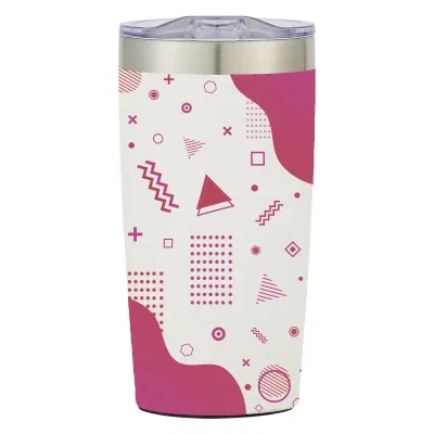 Two-tone twenty-ounce tumbler standing seven inches tall