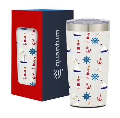 Two-tone tumbler packed inside a printed window box