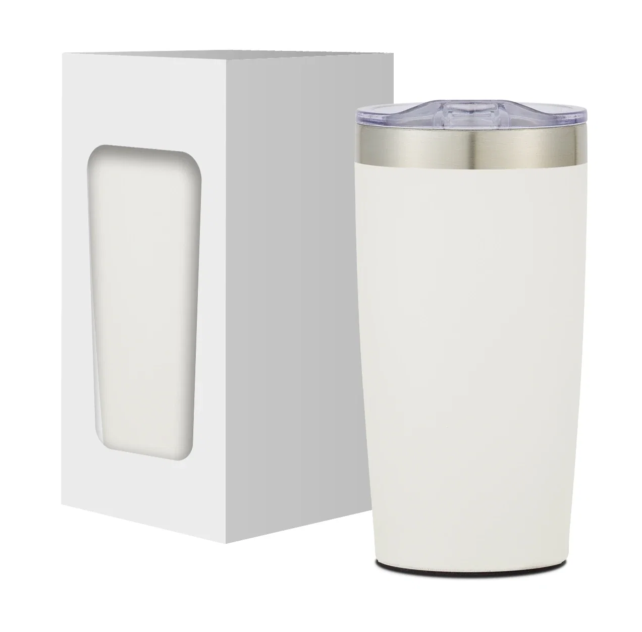 Tumbler removed from its packaging and shown upright