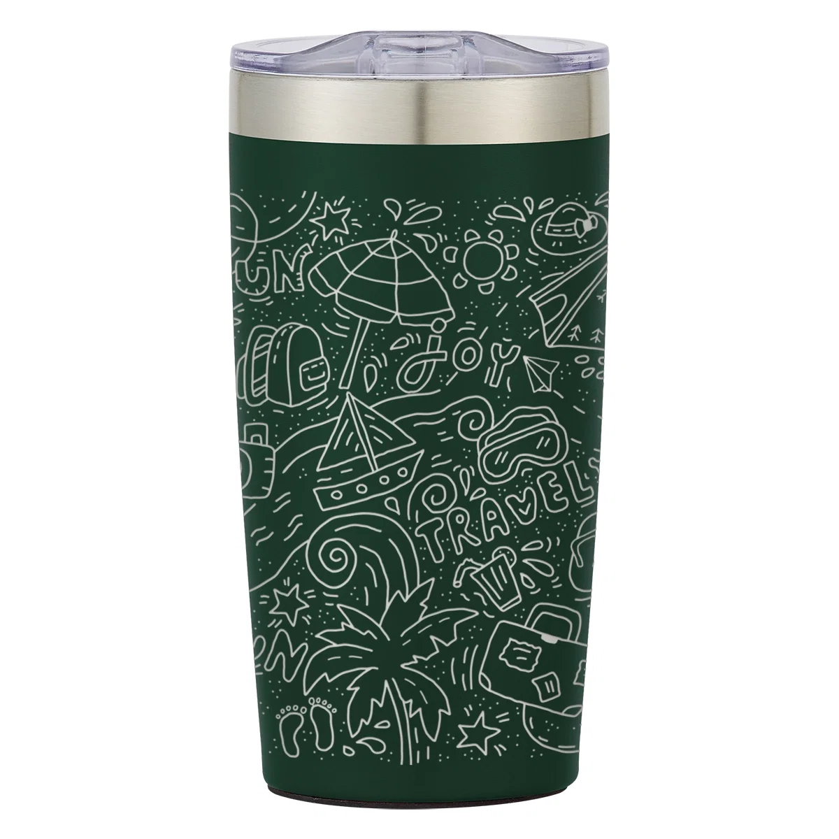 Twenty-ounce two-tone stainless tumbler shown with the lid on