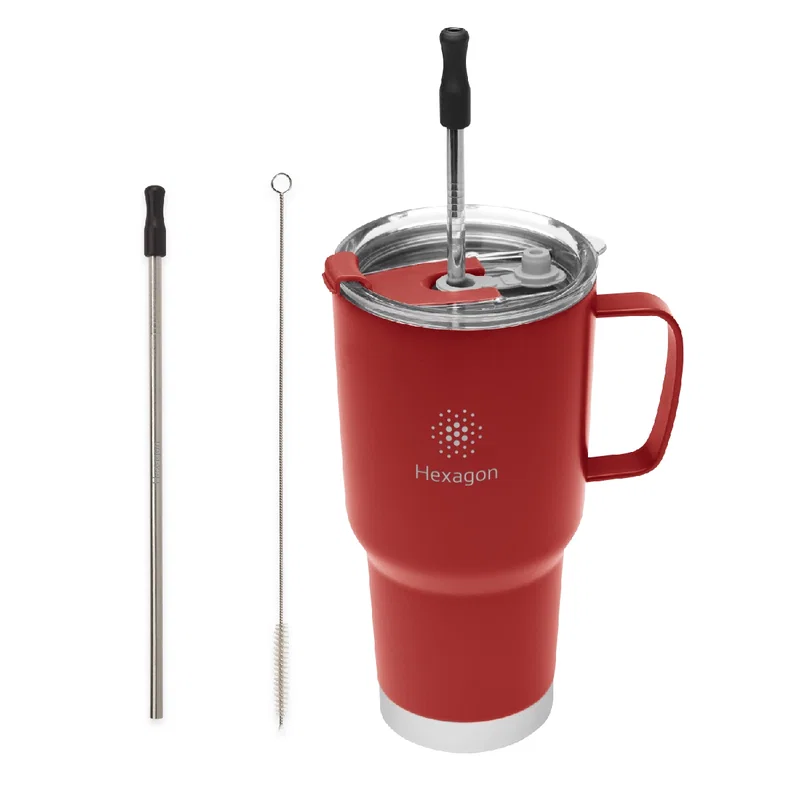 20 Oz. Fulton Stainless Steel Mug With Straw — view 6