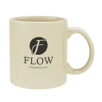 Twenty ounce stoneware mug with a rounded C-shaped handle
