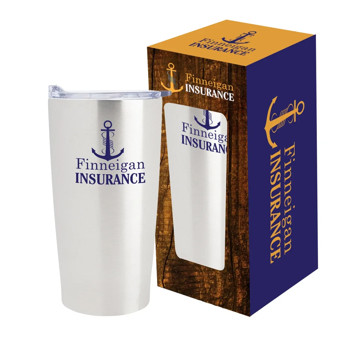 Side view of the packaged drinkware set