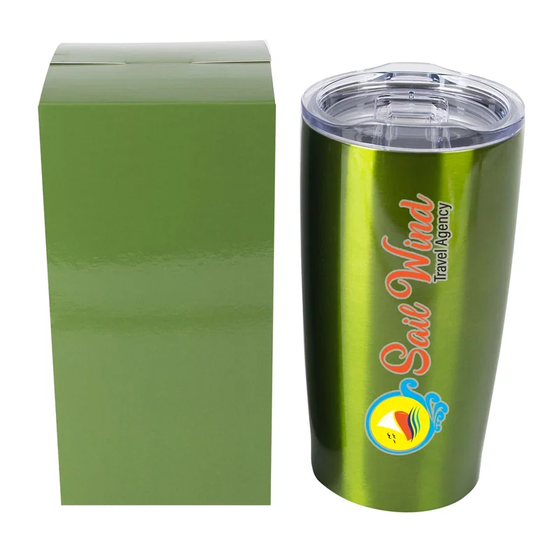 Tall drink container standing upright on a flat surface