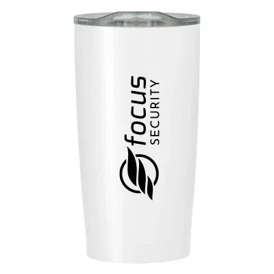 Steel tumbler pictured from the front