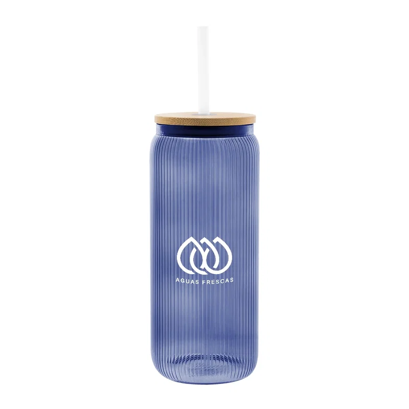 20 oz. Ribbed Borosilicate Glass Can w/ Bamboo Lid — view 4