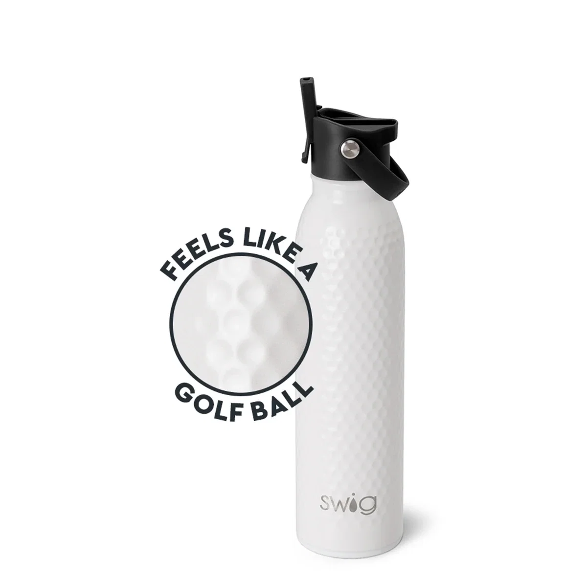 Insulated bottle carried along the course between holes