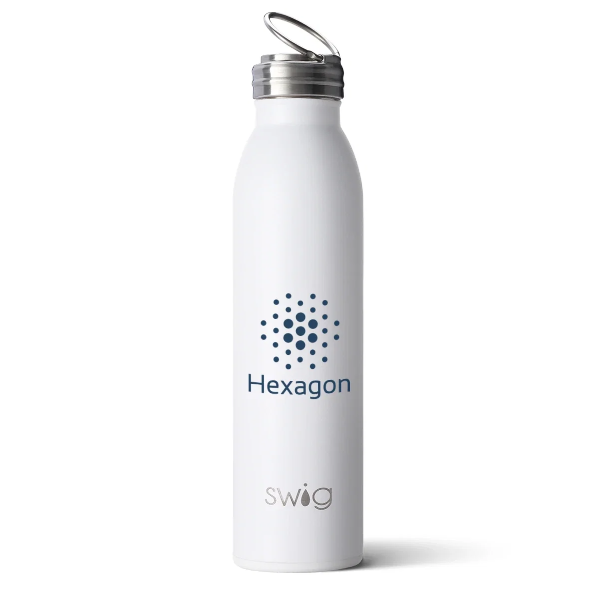 Bottle angled to show its smooth imprint-ready surface
