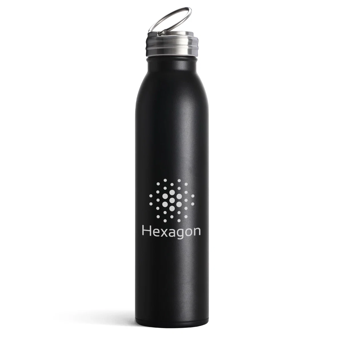 Twenty ounce stainless steel bottle standing upright with the lid on