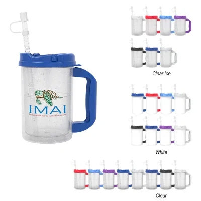 Insulated thermo mug with a screw-on lid and tapered body