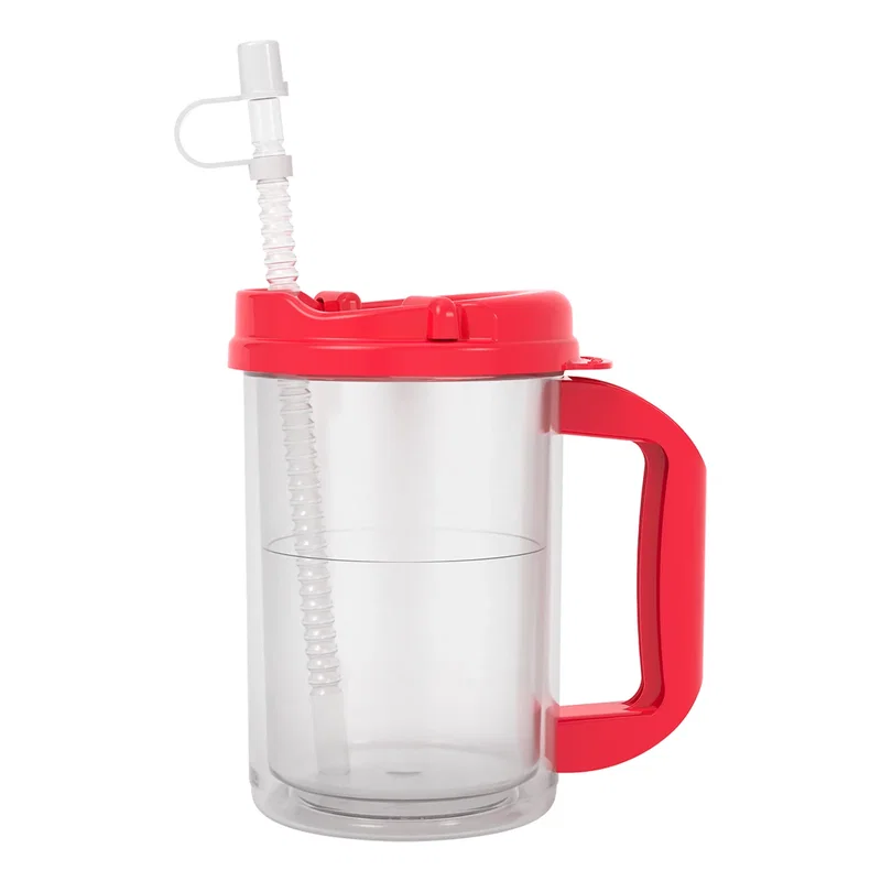 Filled with hot coffee on a kitchen counter