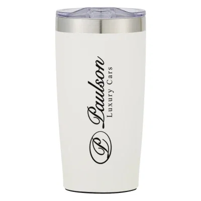 Two-tone insulated tumbler standing upright in a seven-inch profile