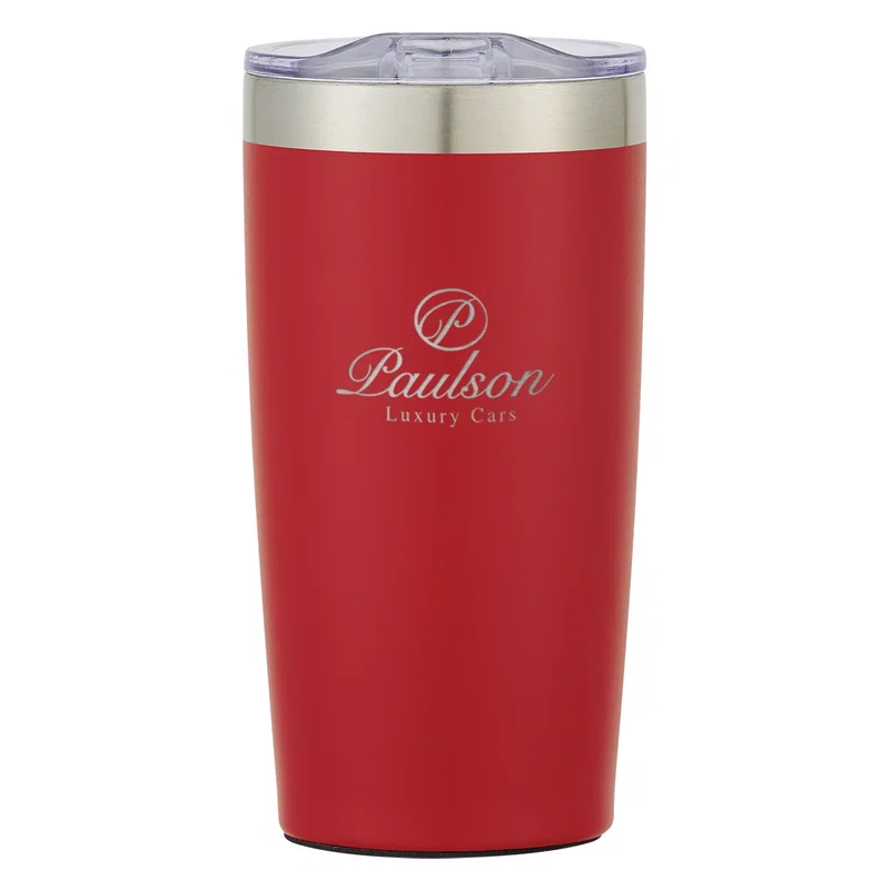 Insulated cup shown ready for hot or cold drinks