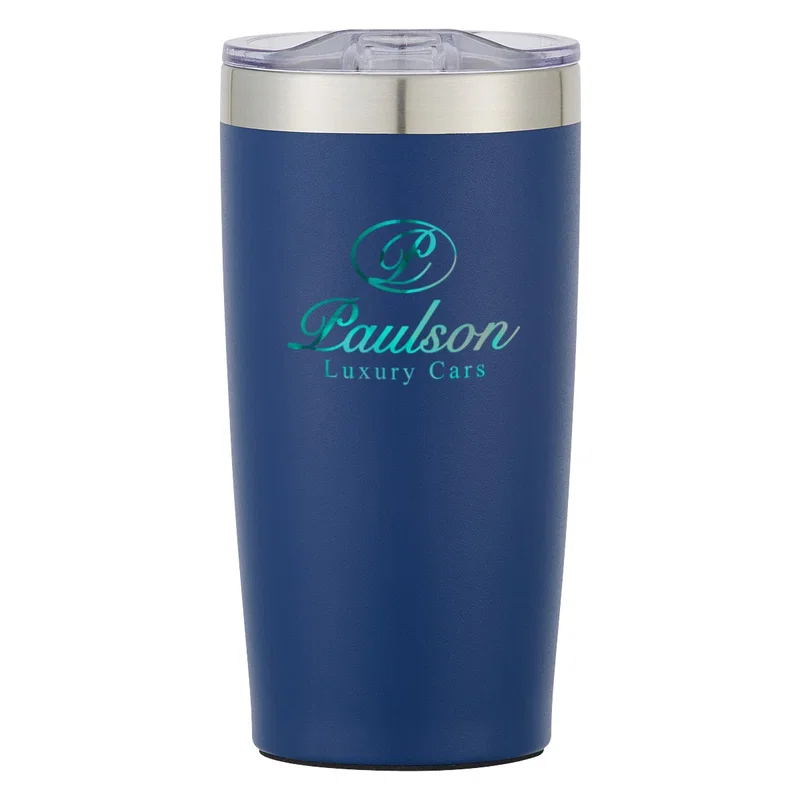 Complete tumbler shown alongside a size reference