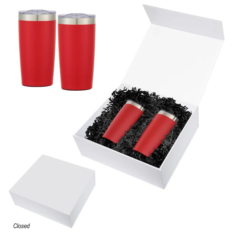 Orange version of the drinkware on a plain backdrop