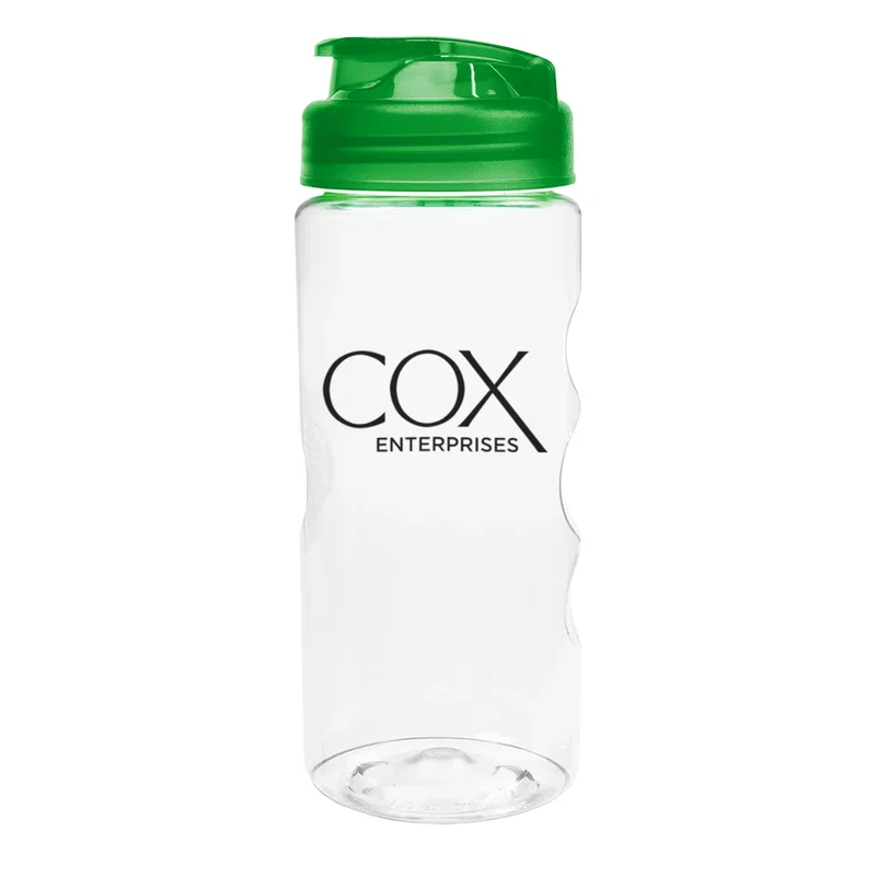 Colored closure contrasted against the clear vessel