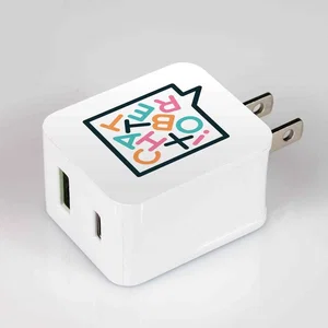 20-Watt Type C and USB Wall Adaptor, 1.06" x 1.5" x 2.5", 1-Color Imprint