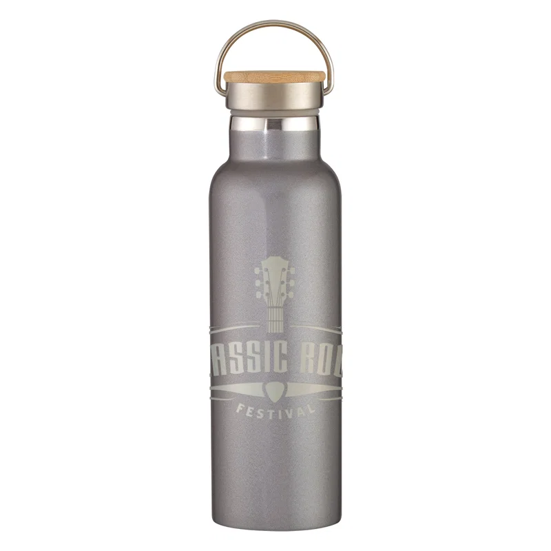 21 Oz. Full Laser Tipton Stainless Steel Bottle With Bamboo Lid — view 3